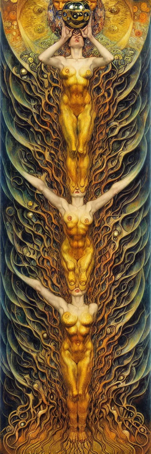 Image similar to Divine Chaos Engine by Karol Bak, Jean Delville, William Blake, Gustav Klimt, and Vincent Van Gogh, symbolist, visionary