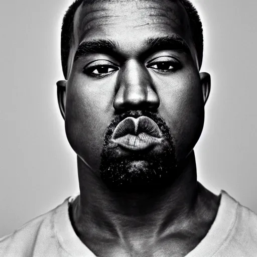 Prompt: the face of young kanye west wearing yeezy clothing at 2 3 years old, black and white portrait by julia cameron, chiaroscuro lighting, shallow depth of field, 8 0 mm, f 1. 8