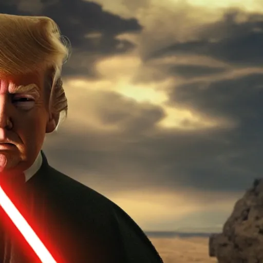 Prompt: Donald Trump as anakin skywalker in star wars episode 3, 8k resolution, full HD, cinematic lighting, award winning, anatomically correct