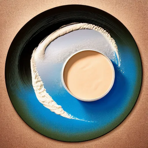 Image similar to face - cream emerging from water causing circular serene artistic ripples