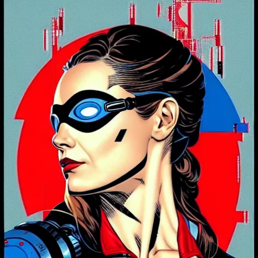 Prompt: a profile photo of a russian spy woman side profile with a diving oxygen mask with side profile blood in ocean intricate details by MARVEL comics and Sandra Chevrier-C