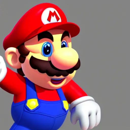 Prompt: 3d render of Mario with no hat wearing a long pink wig