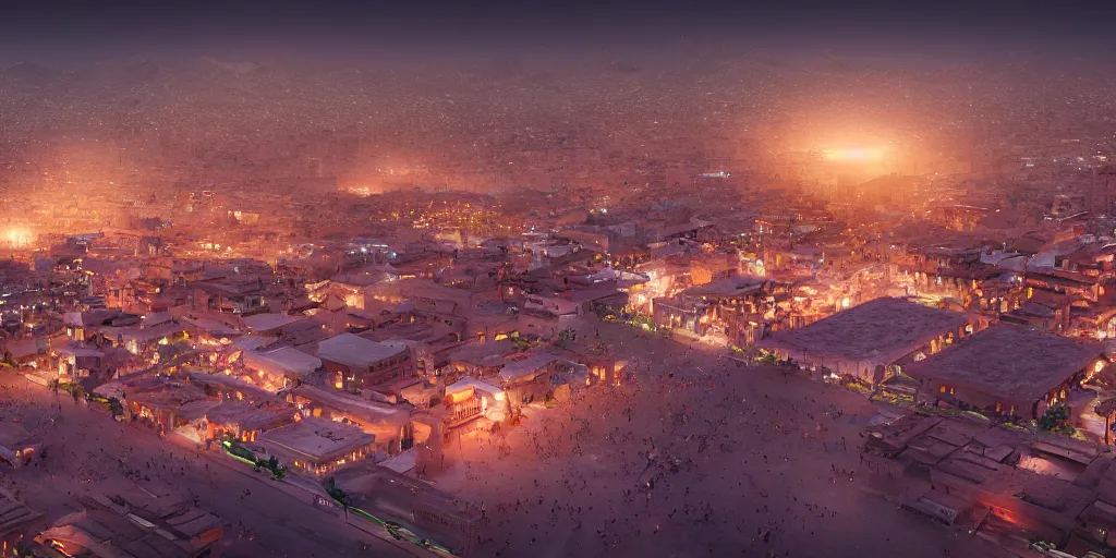Prompt: smart city of marrakech, volumetric light, detailed, establishing shot, an epic fantasy, cinematic, photorealistic, ultrarealistic, trending on art station, octane render