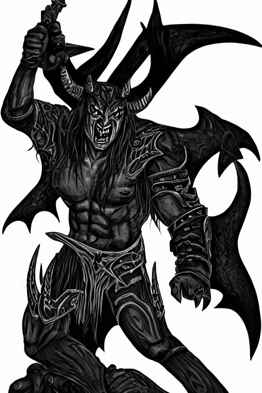 Image similar to illidan the demon hunter with band on his eyes that he sees through and demon wings from world of warcraft vector art