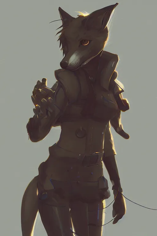 Image similar to a fox fursona, trending on artstation, by kawacy, furry art, digital art, cyberpunk, high quality, backlighting