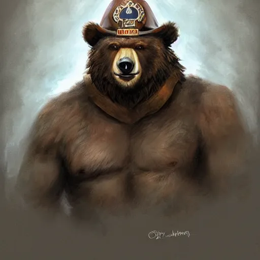 Image similar to dashing charming grinning charismatic bear beast-man, wearing captain's tricorne hat, naval background, amazing, lifelike award winning pencil illustration trending on art station artgerm Greg rutkowski cinematic