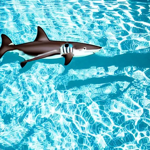 Image similar to a shark on the diving board at the swimming pool