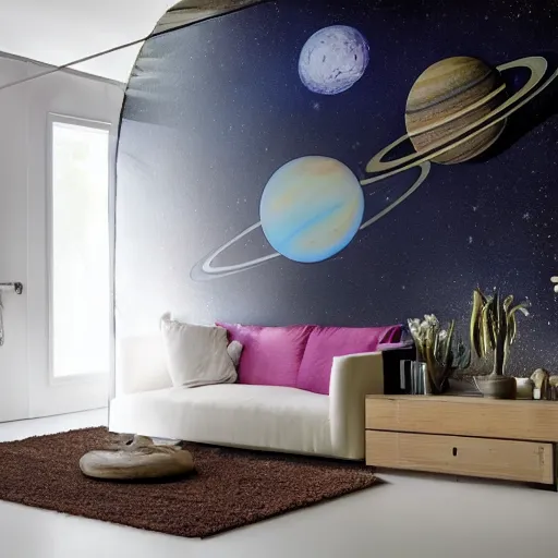 Prompt: Liminal space in outer space, Room design
