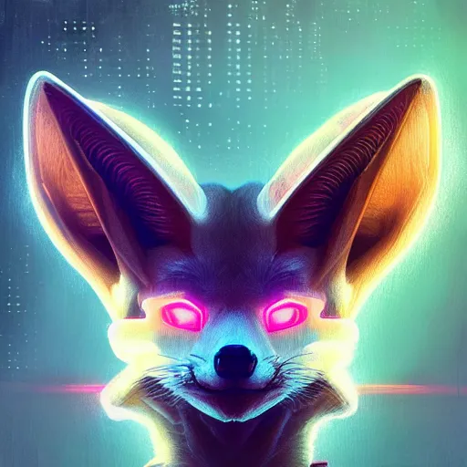 Prompt: portrait futuristic fennec fox animal wearing a santa hat, in future cyberpunk tokyo rooftop , sci-fi, fantasy, intricate, very very beautiful, elegant, human anatomy, neon light, highly detailed, digital painting, artstation, concept art, smooth, sharp focus, illustration, art by tian zi and WLOP and alphonse mucha