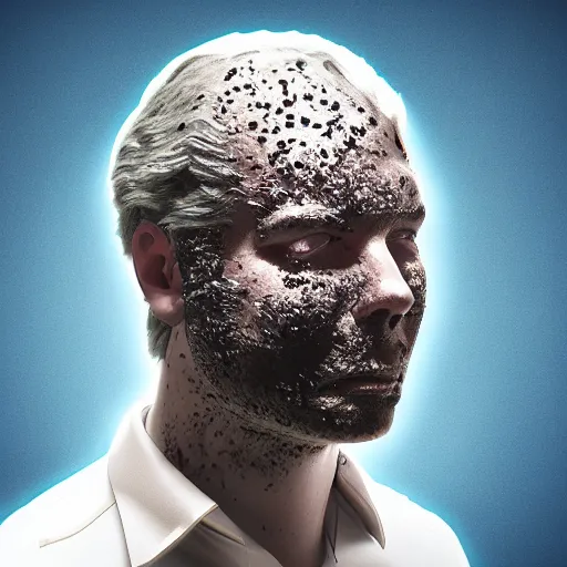 Prompt: hr giger and beeple and artgerm 3 d render of a man with slime mold growing all over his face