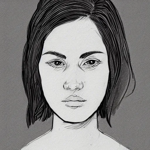 Prompt: female portrait, field journal line art