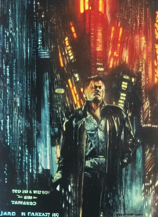 Prompt: 32 year old Jack Nicholson, instead of Harrison Ford, on the original movie poster of blade runner, 1982, movie poster, highly detailed, high quality,