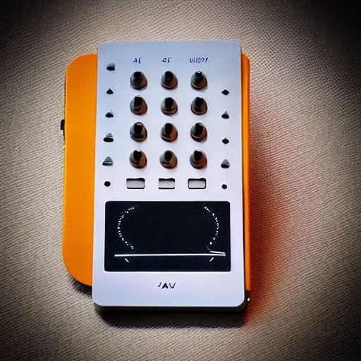 Prompt: “Futuristic attractive stylish minimalist pocket synthesizer designed by Teenage Engineering”