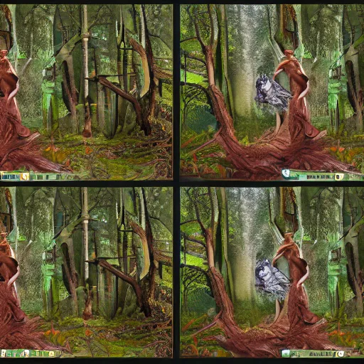 Image similar to fairy tale; forest; goddess of the hunt portrait; Ferdinand Khab; deep woods; warrior woman; archery, Art of Illusion, Artrift, finalRender, Flickr, IMAX, Polycount, r/Art, shadow depth, Sketchfab, Sketchlab, Substance Designer, VRay; trending on r/deepdream; AppGameKit, recursive ray tracing; volumetric lighting; ambient occlusion, Hyper detailed digital matte painting, concept art, hyperrealism, Cinema 4D, 8k resolution, 64 megapixels, bokeh, CGSociety, ZBrush Central, behance HD, hypermaximalist, a masterpiece, 4K, Ukiyo-e, film noir, neon, beautiful, deep colors, bright, amazing, gorgeous, wonderful, great, marvelous, fantastic, magnificent, excellent, fabulous, lovely, astonishing, outstanding, splendid, glorious, mist, by Gustav Klimt and Gustave Doré,