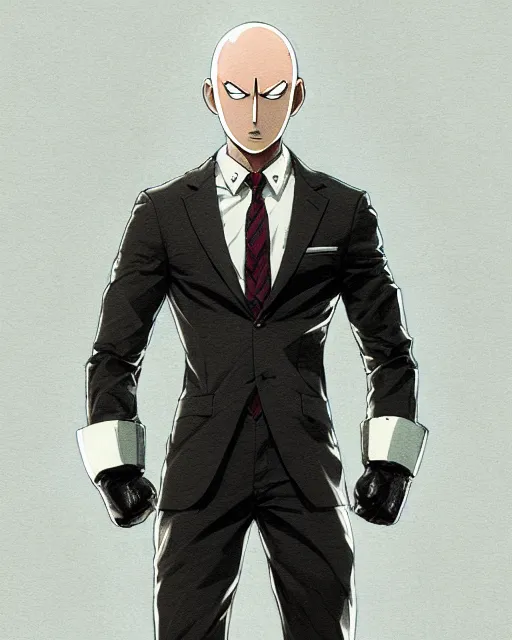 Image similar to luigi as one punch man in a suit, ernest khalimov body by krista sudmalis, fantasy character portrait, ultra realistic, futuristic background by laurie greasley, concept art, intricate details, highly detailed by greg rutkowski, ilya kuvshinov, gaston bussiere, craig mullins, simon bisley