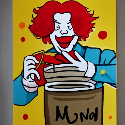 Image similar to ronald mcdonald puking vomiting