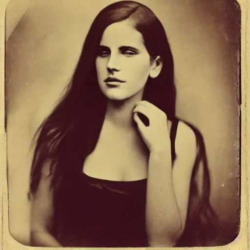 Image similar to tintype photo of lana del rey, by julia margaret cameron 1 8 8 0 s, realistic, body shot, sharp focus, 8 k high definition, insanely detailed, intricate, elegant