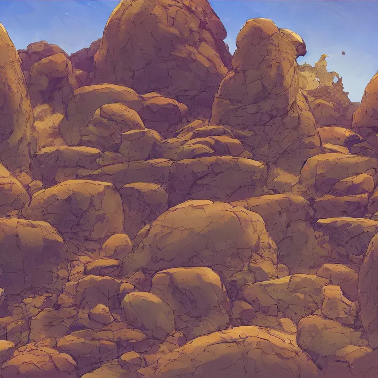 Image similar to bunch of different shapes and sizes of canyon rocks and arcs, concept art by jean giraud, featured on deviantart, environmental art, 2 d game art, concept art, artstation hq