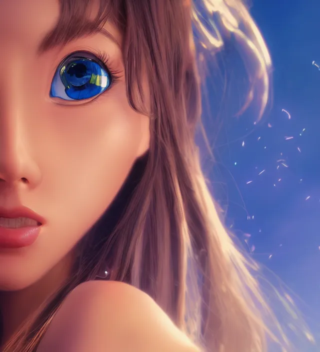 Prompt: photo rendering of a beautiful girl with machine epic photorealistic portrait in go nagai ishikawa ken disney pixar tron style depth of field lens in flare leica zeiss detailed trending award winning on flickr artstation