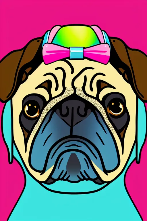 Image similar to Portrait of a drug dealer pug, sticker, andromorphic, colorful, illustration, highly detailed, simple, smooth and clean vector curves, no jagged lines, vector art, smooth