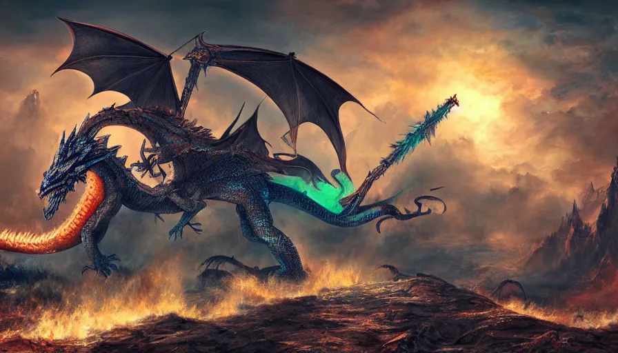 Image similar to a knight in an epic battle with a dragon, digital art, highly detailed, realistic, bright colors, 8 k