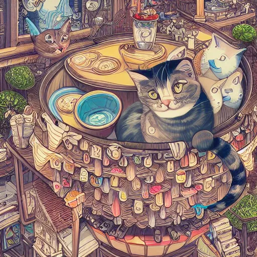 Image similar to crazy cat house, extremely detailed, sharp focus, wide view, full body shot, smooth, digital illustration, by james jean, by rossdraws, frank franzzeta, sakimichan