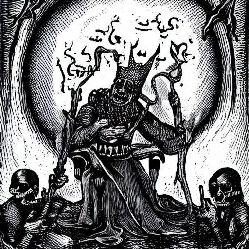 Image similar to death of the old king burning into alchemical ash