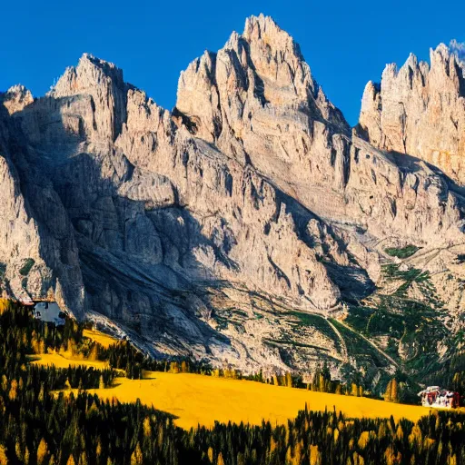 Prompt: the golden cup of dolomites