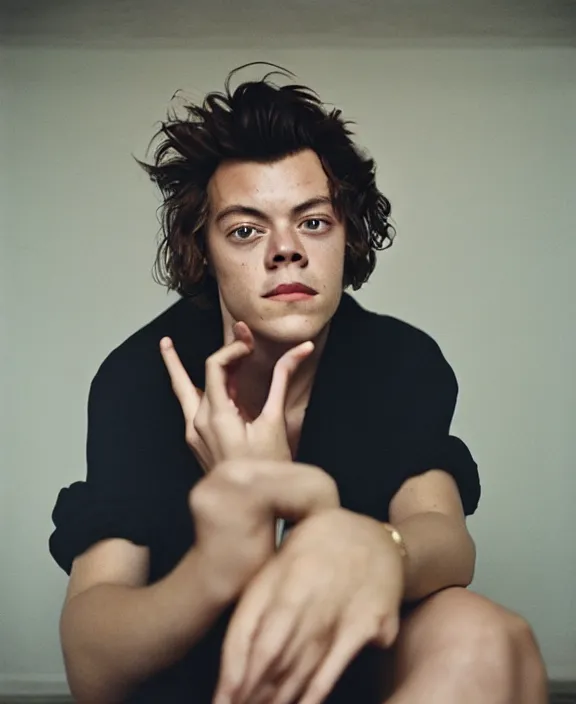 Image similar to portrait of harry styles photographed by nan goldin