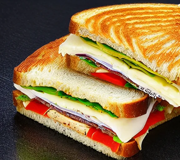 Image similar to a 4 k photorealistic photo of a panini sandwich