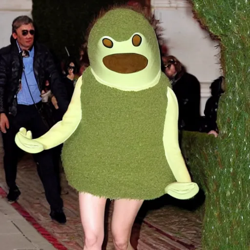 Image similar to emma watson in an avocado costume