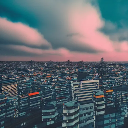 Prompt: the sky above the port was the color of television, tuned to a dead channel. chiba city. r / cyberpunk