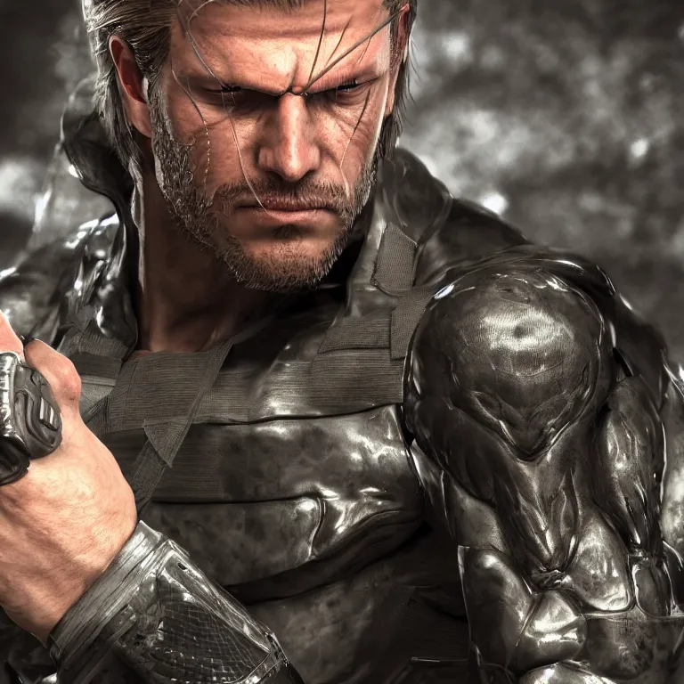 Image similar to Snake from metal gear solid 3, cinematic lighting, cinematic angles, 4k, trending on artstation, unreal engine 5, wallpaper, hyperdetailed, anatomically correct, detailed face