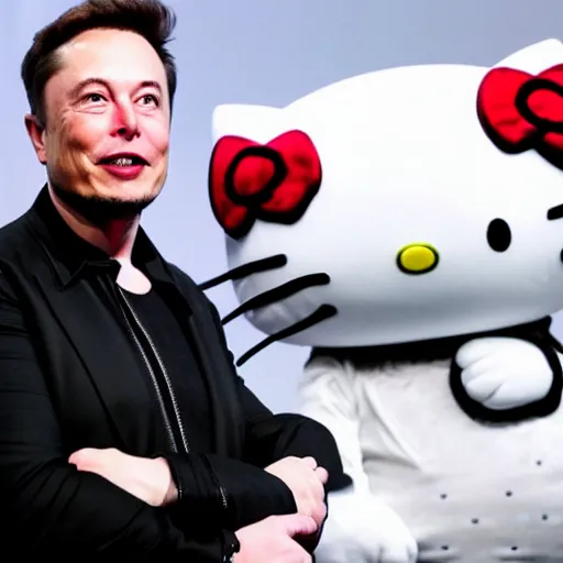 Prompt: Elon musk with Hello Kitty