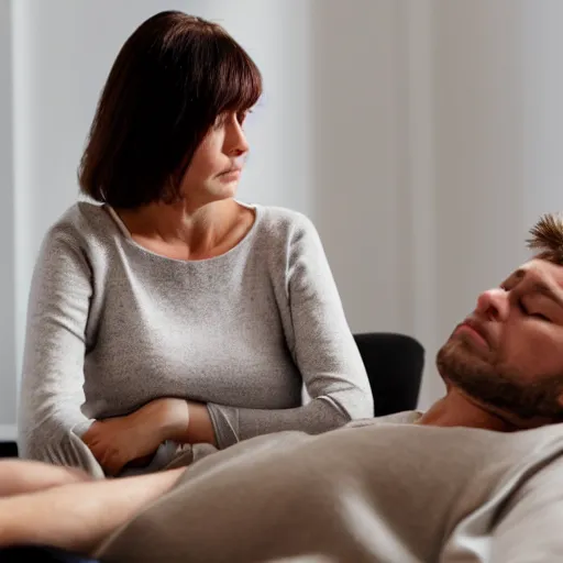 Image similar to therapist nodding off sleeping while client is talking about their problems