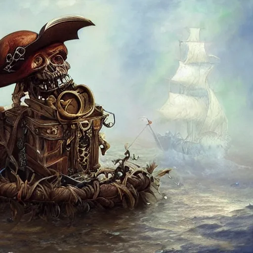 Image similar to pirate skeleton drinking beer by ellen jewett, tomasz alen kopera and Justin Gerard