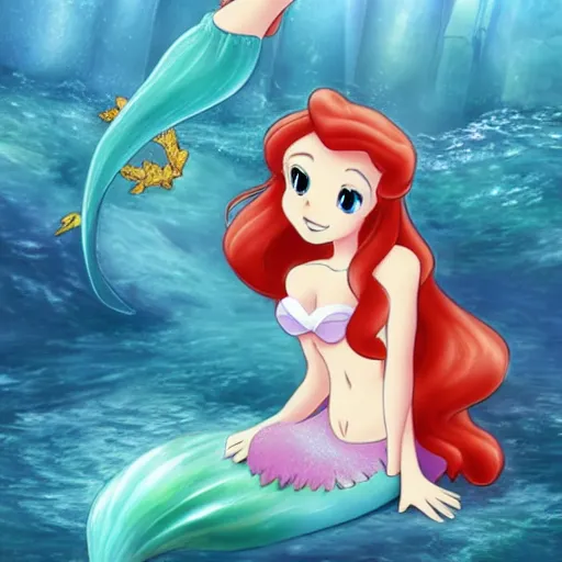 mermaid ariel caught in a fishing net disney hyper