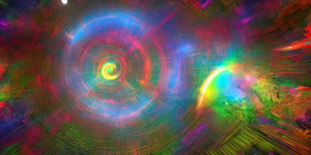 Image similar to a rainbow time vortex, unreal engine 5, intricate, highly detailed