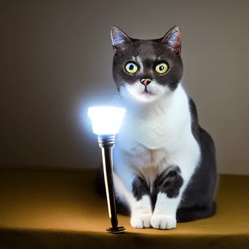 Image similar to professional photograph of a cat holding a torch