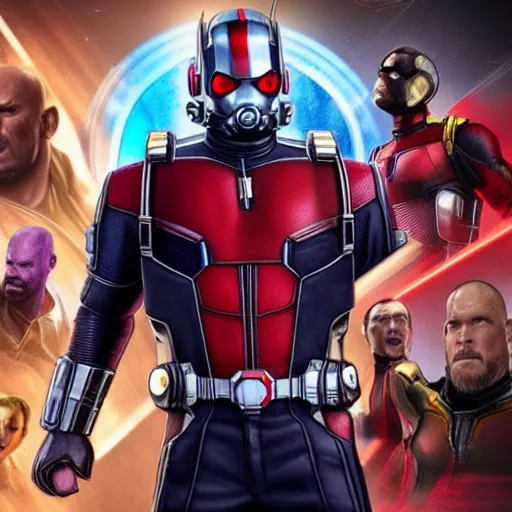 Image similar to Digital painting of Ant Man, Thanos, toilet attack from Avengers: Endgame (2019)