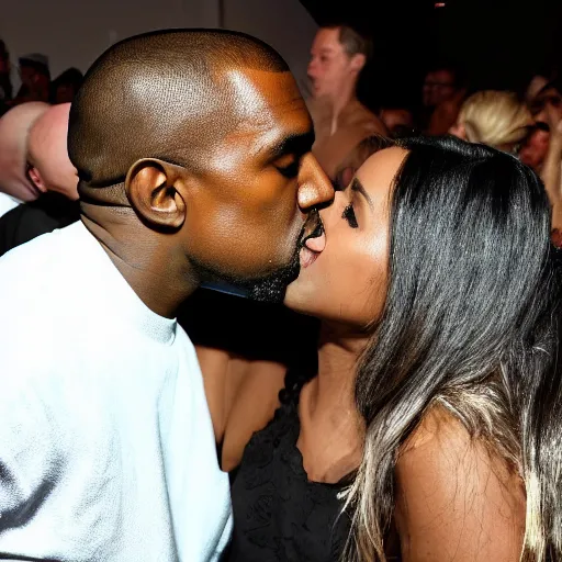 Image similar to kanye west kissing r kelly with tongue