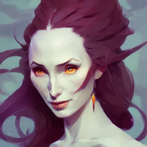 Image similar to a beautiful portrait of a beautiful melisandre, concept art by pete mohrbacher and guweiz and ilya kuvshinov, digital art, highly detailed, intricate, sharp focus, trending on artstation hq, deviantart, unreal engine 5, 4 k uhd image