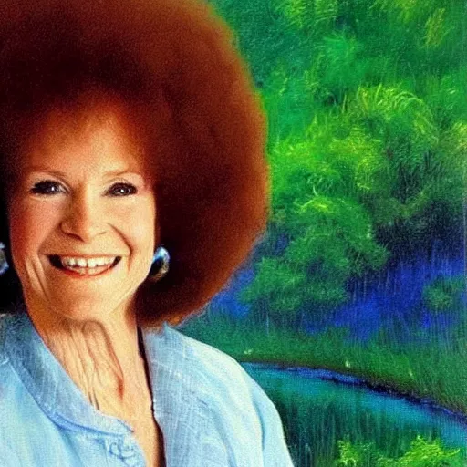 Prompt: portrait of your mother by bob ross