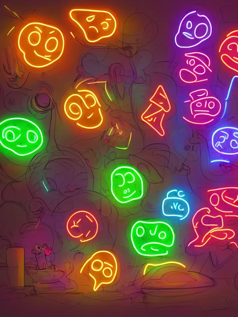 Image similar to neon lit faces staring at orb by disney concept artists, blunt borders, rule of thirds