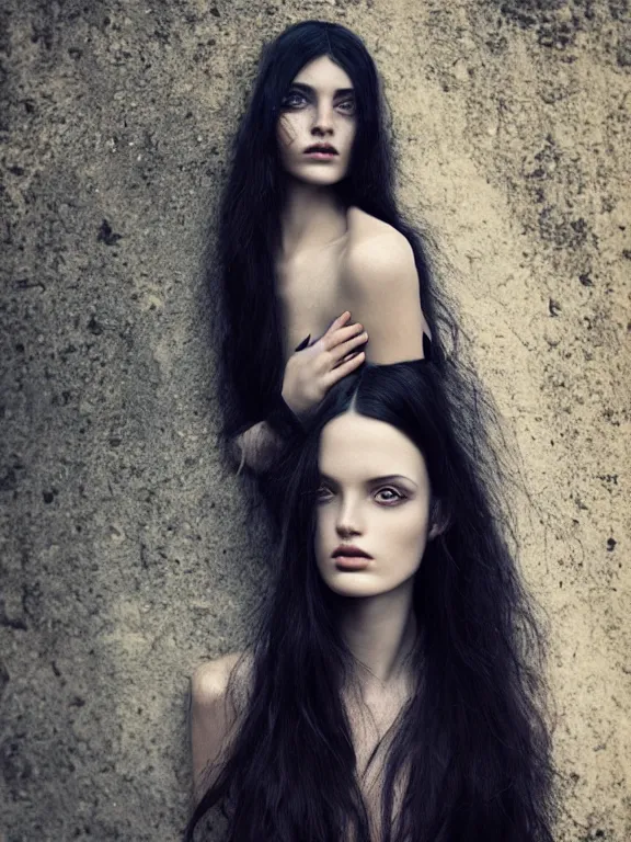 Image similar to portrait photograph of the most beautiful woman with a long dark hair, blue eyes, alessio albi, jovana rikalo