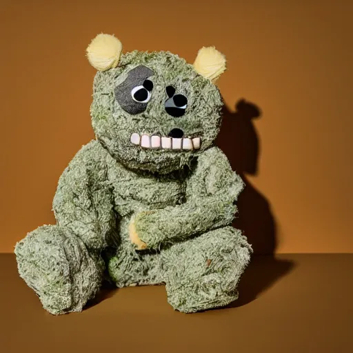 Image similar to cookie monsta plush made of weed trichomes bud photography portrait stylised jonathan zawada lit from multiple angles soft