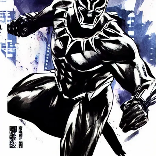 Image similar to chadwick boseman black panther, yoji shinkawa, tattoo design