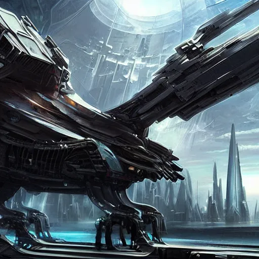 Image similar to epic futuristic structure by raymond swanland, highly detailed