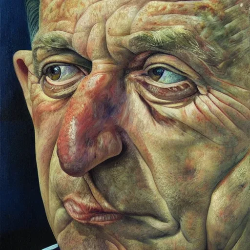 Image similar to high quality high detail painting by lucian freud, hd, portrait of bus driver, photorealistic lighting