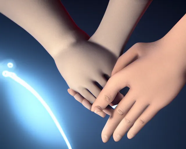 Image similar to xray photoshoot of couple hand holding, high details, octane render, unreal engine